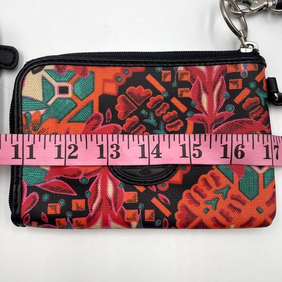 Fossil Key-Per Floral Coated Canvas Crossbody Purse + Wallet Wristlet Pink Black - Picture 11 of 12